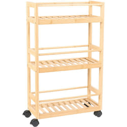Carrello da bagno in bambù a 3 livelli di design in legno chiaro Quintay