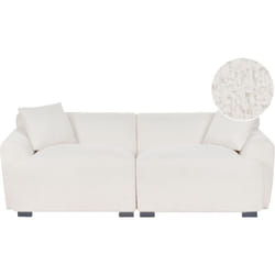 Divano moderno minimalista Boucle 3 posti Divano imbottito Poliestere Cuscini aggiuntivi Seduta spessa Bianco sporco Korio