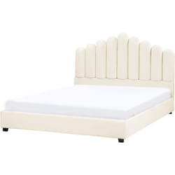 Letto matrimoniale velluto bianco sporco 140 x 200 cm testata alta a conchiglia Vincennes