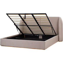 Letto matrimoniale con contenitore rivestito in tessuto tortora con 180 x 200 cm Monestier