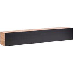 Mobile porta TV minimalista a parete unità multimediale scaffale portaoggetti nero e marrone 180 cm Gladstone