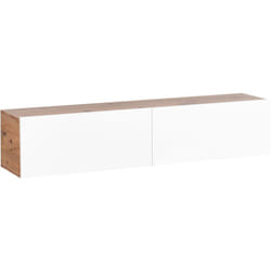 Beliani - Mobile porta tv minimalista a parete unità multimediale scaffale portaoggetti bianco e marrone 140 cm Gladstone