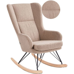 Beliani - Sedia a dondolo Boucle Rivestimento in metallo gambe nere con braccioli Schienale alto Soggiorno Beige Luoma