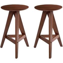 Set di 2 sgabelli in legno di caucciù in stile retrò per la sala da pranzo della cucina marrone scuro