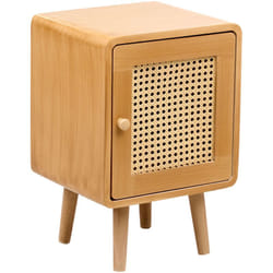Beliani - Comodino rattan sintetico fronte mdf impiallacciato treccia viennese marrone chiaro Lefroy