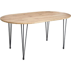 Tavolo da pranzo ovale moderno industriale con gambe in metallo a forcina Marrone chiaro Cavell