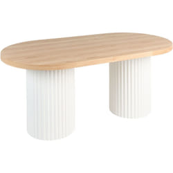 Tavolo da pranzo rustico piano ovale con gambe in legno chiaro 180 x 100 cm Sheridan