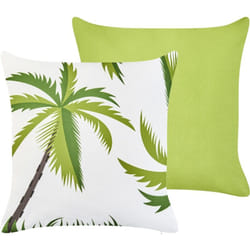 Set di 2 cuscini decorativi per esterni con motivo di palme in tessuto verde Seaside