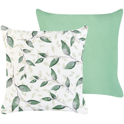 Set di 2 cuscini decorativi da esterno con motivo a foglie in tessuto verde Flyleaf