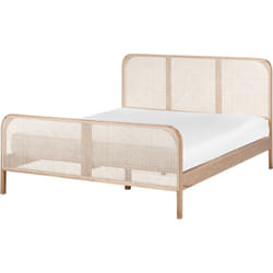Letto matrimoniale 160 x 200 cm Base a doghe Testata a treccia viennese Legno di pino Marrone Chiaro Gonfaron