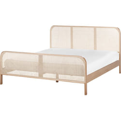 Letto matrimoniale 180 x 200 cm Base a doghe Testata a treccia viennese Legno di pino Marrone Chiaro Gonfaron