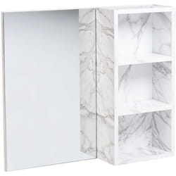 Mobiletto da bagno a parete con armadio a specchio effetto marmo bianco Joinville