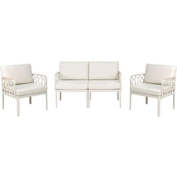 Set di divani da giardino 4 posti con struttura sintetica con cuscini beige chiaro Eriche