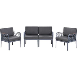 Set di divani da giardino 4 posti con struttura sintetica con cuscini beige scuro Eriche