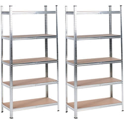 Set di 2 scaffali in metallo per giardino, garage 5 mensole argento Xitta