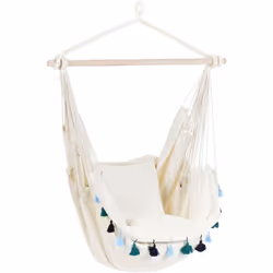 Sedia sospesa con cuscini. Scopri la nostra sedia sospesa ispirata allo stile boho, perfetta per rilassarsi nelle calde giorn ...