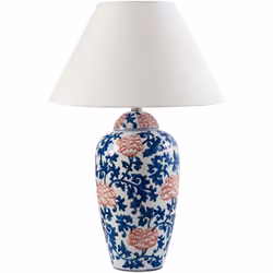 Lampada in porcellana con motivo floreale. Aggiungi un tocco di raffinatezza al tuo ambiente con questa splendida lampada da ...