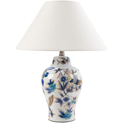 Beliani - Lampada da tavolo elegante con base in porcellana bianco e blu Moraca