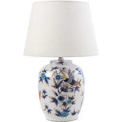 Beliani - Lampada da tavolo elegante con base in porcellana bianco e blu Sunja