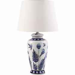 Lampada in porcellana con motivo floreale. Questa lampada da tavolo è un’aggiunta senza tempo per ogni ambiente. La base, rea ...