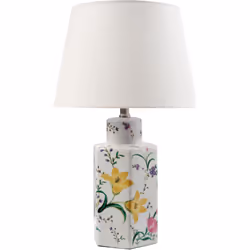 Lampada in porcellana con motivo floreale. Illumina la tua casa con questa elegante lampada da tavolo. La base in porcellana  ...