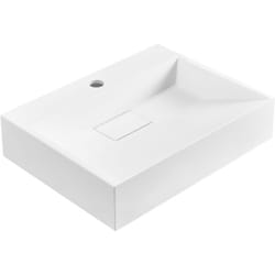 Lavabo bagno classico rettangolare in ceramica finitura lucida 50 x 38 cm Bianco Quenko