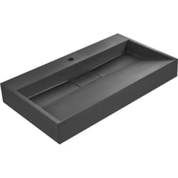 Beliani - Lavabo bagno classico rettangolare in ceramica finitura lucida 80 x 46 cm nero Quenko