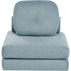 Divano moderno minimalista a 1 posto in tessuto Pouf letto singolo per ospiti con cuscino azzurro Olden