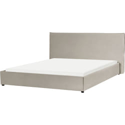 Letto matrimoniale imbottito velluto tortora 180 x 200 cm Lavaur