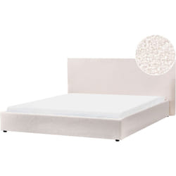 Letto matrimoniale in tessuto bouclé bianco sporco 180 x 200 cm Lavaur