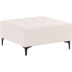 Ottomano quadrato in velluto beige chiaro Aberdeen