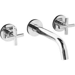 Beliani - Rubinetto miscelatore per lavabo a parete con 3 fori doppia maniglia in ottone color argento kaieteur