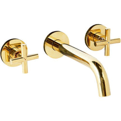 Rubinetto miscelatore per lavabo a parete con 3 fori doppia maniglia in ottone color oro kaieteur