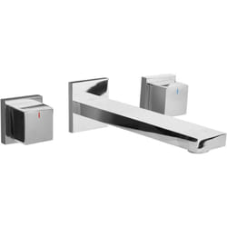 Rubinetto a 3 fori a doppia leva per lavabo a parete in ottone rubinetto miscelatore argento Pailon