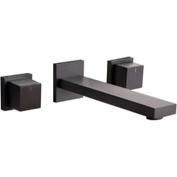 Rubinetto a 3 fori a doppia leva per lavabo a parete in ottone rubinetto miscelatore nero Pailon