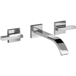 Rubinetto a 3 fori a doppia leva per lavabo a parete in ottone Rubinetto di miscelazione argento Berraco