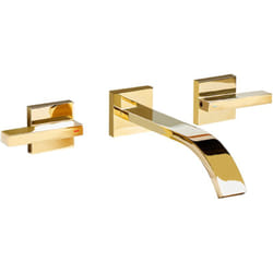 Rubinetto a 3 fori a doppia leva per lavabo a parete in ottone Rubinetto di miscelazione oro Berraco
