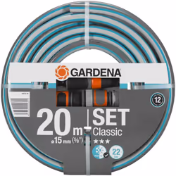 PUNTI FORTI: Lunghezza del tubo: 20 m Diametro del tubo: 15 mm (5/8") Pronto all'uso: fornito con i raccordi e lancia irrigaz ...