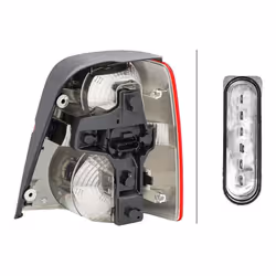 HELLA 2VP 008 759-051 Fanale posteriore Sx P21W, PY21W, R5W 12 cristallino, Rosso con lampadine con portalampada VOLKSWAGEN: Touran I
