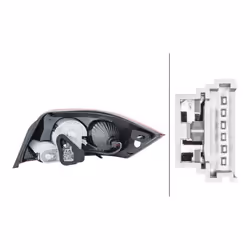 HELLA 2VP 008 736-111 Fanale posteriore Sx P21/5W, P21W, PY21W 12 cristallino, Rosso con lampadine con portalampada RENAULT: MEGANE 2 Coupe-Cabriolet