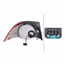 HELLA 2VA 009 246-101 Fanale posteriore Dx Sezione esterna LED 12 cristallino, Rosso con portalampada