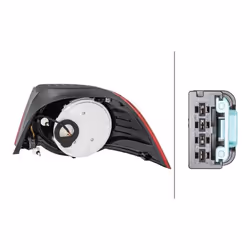 HELLA 2VA 009 246-131 Fanale posteriore Sx Sezione esterna LED 12 cristallino, Rosso con portalampada
