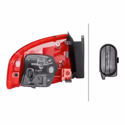 HELLA 2VA 010 085-101 Fanale posteriore Dx Sezione esterna LED, P21W 12 Rosso con portalampada, senza lampadina AUDI: A4 B8 Sedan