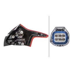 HELLA 2VP 354 995-071 Fanale posteriore Sx LED, P21/5W, P21W, PY21W, W16W 12 con lampadine con portalampada FORD: FOCUS 3