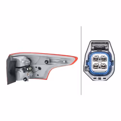 HELLA 2VA 354 995-151 Fanale posteriore Sx Sezione esterna LED, P21W, PY21W 12 con lampadine con portalampada FORD: FOCUS 3 Turnier