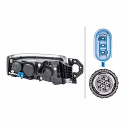 HELLA 1LL 011 899-431 Fari Sx H7/H1/H3, PY21W, W5W, H7, H3, H1 Alogeno 24 per veicolo circolazione Sx RENAULT TRUCKS: Premium 2