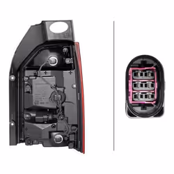 Fanale posteriore; HELLA; Sx LED 12 Rosso con portalampada; per VOLKSWAGEN, VW; E87573, 7E0945207C, 7E0945207E