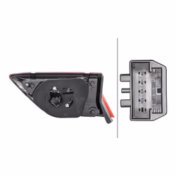 Fanale posteriore; HELLA; Sx Sezione interna, Sezione superiore LED 12 Rosso con portalampada; per VOLKSWAGEN, VW; E14256, 5N ...