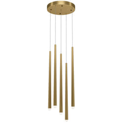 Lampadario a Sospensione Moderno Cascade Alluminio Ottone 5 Luci Led 30W