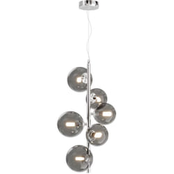 Lampadario Contemporaneo Dallas Metallo Cromo 6 Luci Diffusori Vetro Fumè
